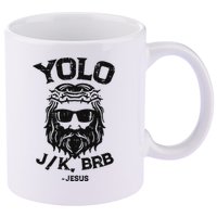 Yolo Jk Brb Jesus Funny Easter Day Ressurection Christians 11oz C Handle Ceramic Mug