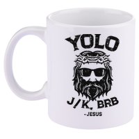 Yolo Jk Brb Jesus Funny Easter Day Ressurection Christians 11oz C Handle Ceramic Mug