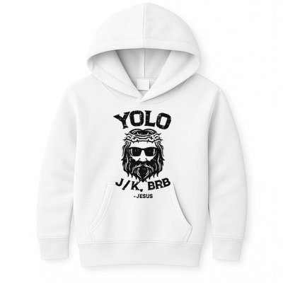 Yolo Jk Brb Jesus Funny Easter Day Ressurection Christians Kids Hoodie