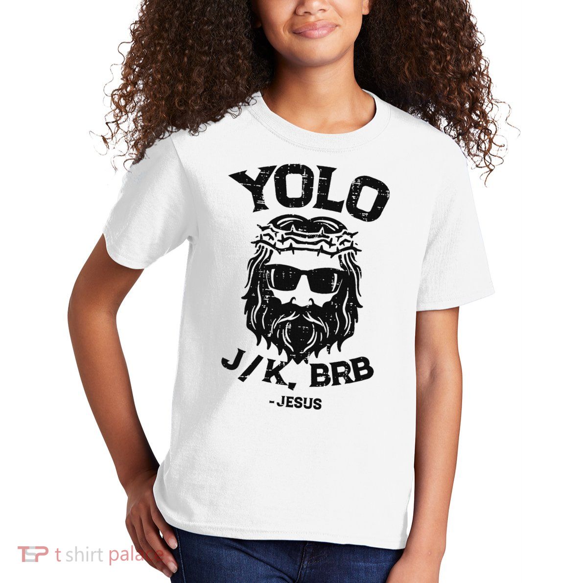 Yolo Jk Brb Jesus Funny Easter Day Ressurection Christians Kids T-Shirt