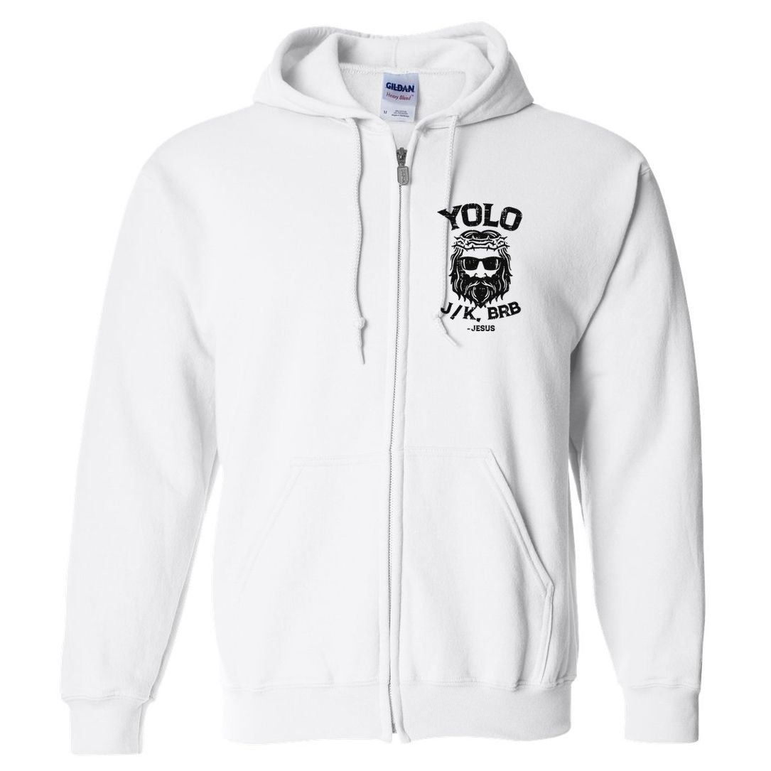 Yolo Jk Brb Jesus Funny Easter Day Ressurection Christians Full Zip Hoodie
