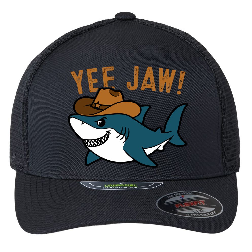 Yee Jaw Cowboy Old Western Shark Flexfit Unipanel Trucker Cap