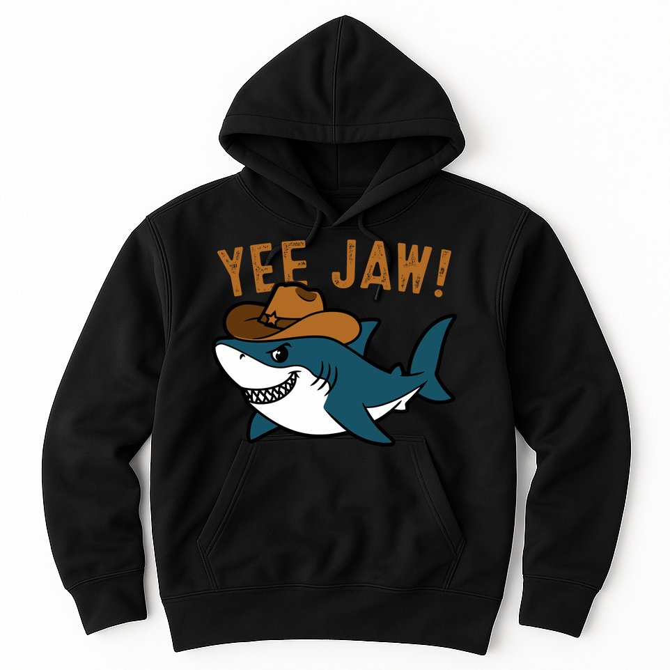 Yee Jaw Cowboy Old Western Shark Hoodie