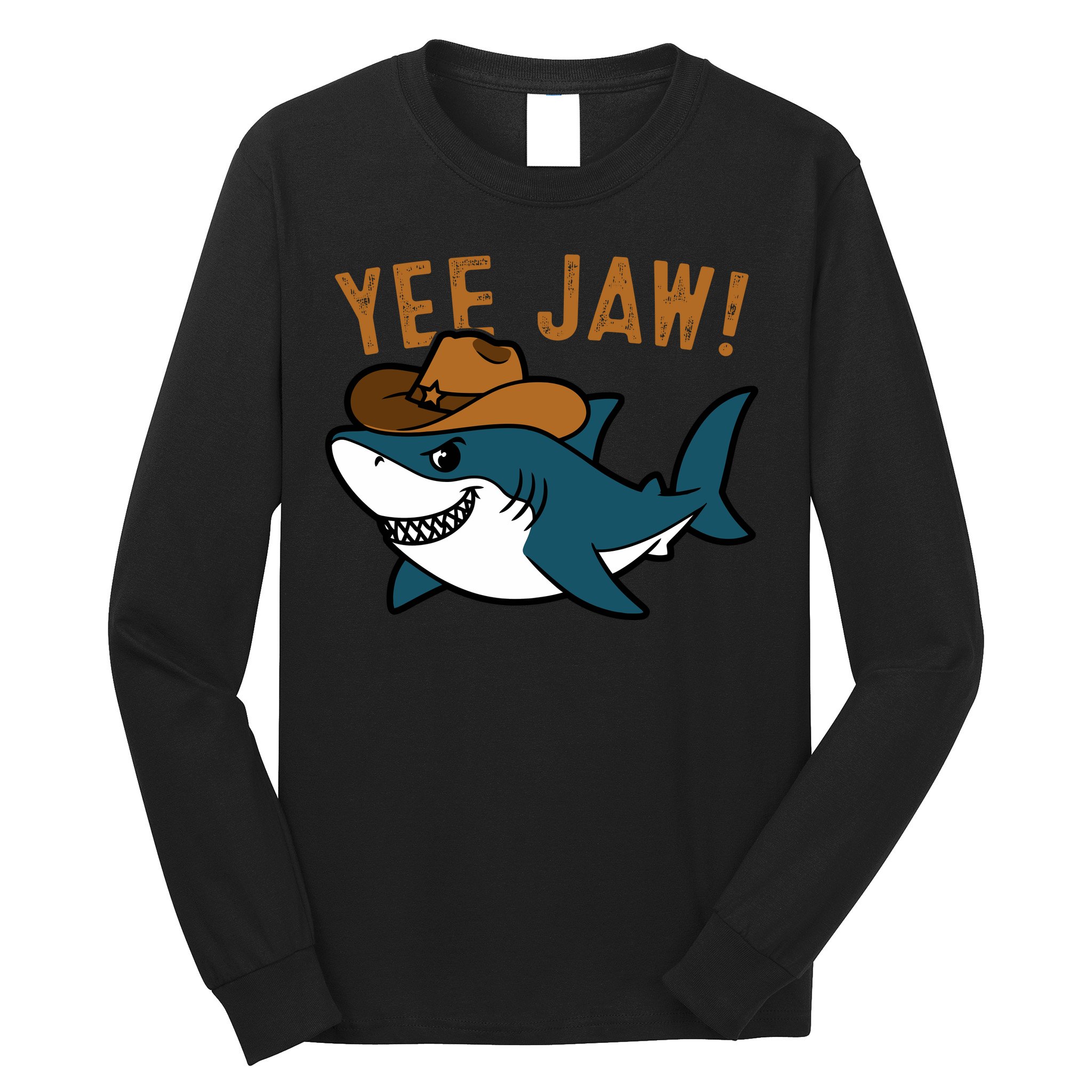 Yee Jaw Cowboy Old Western Shark Long Sleeve Shirt