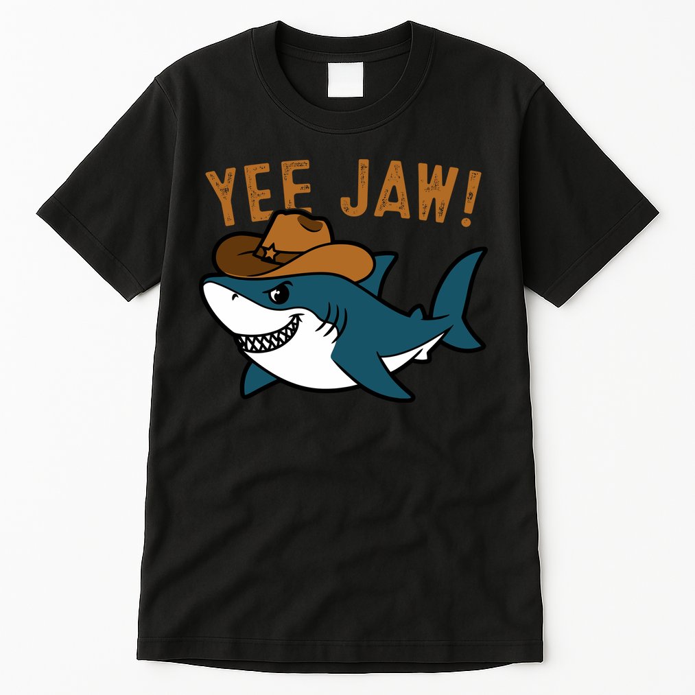 Yee Jaw Cowboy Old Western Shark Tall T-Shirt