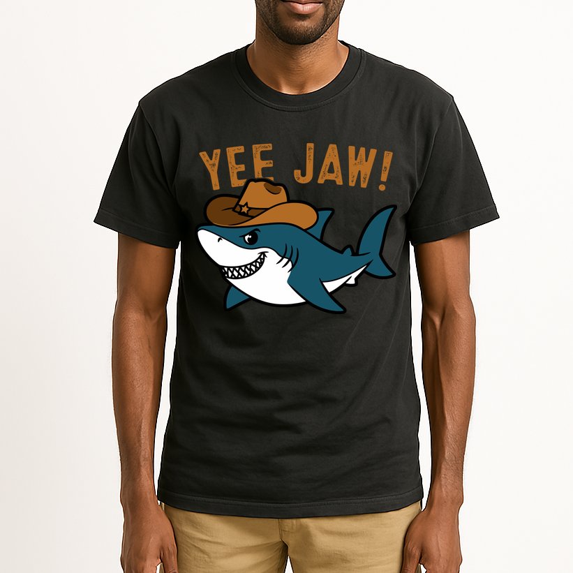 Yee Jaw Cowboy Old Western Shark Tall T-Shirt