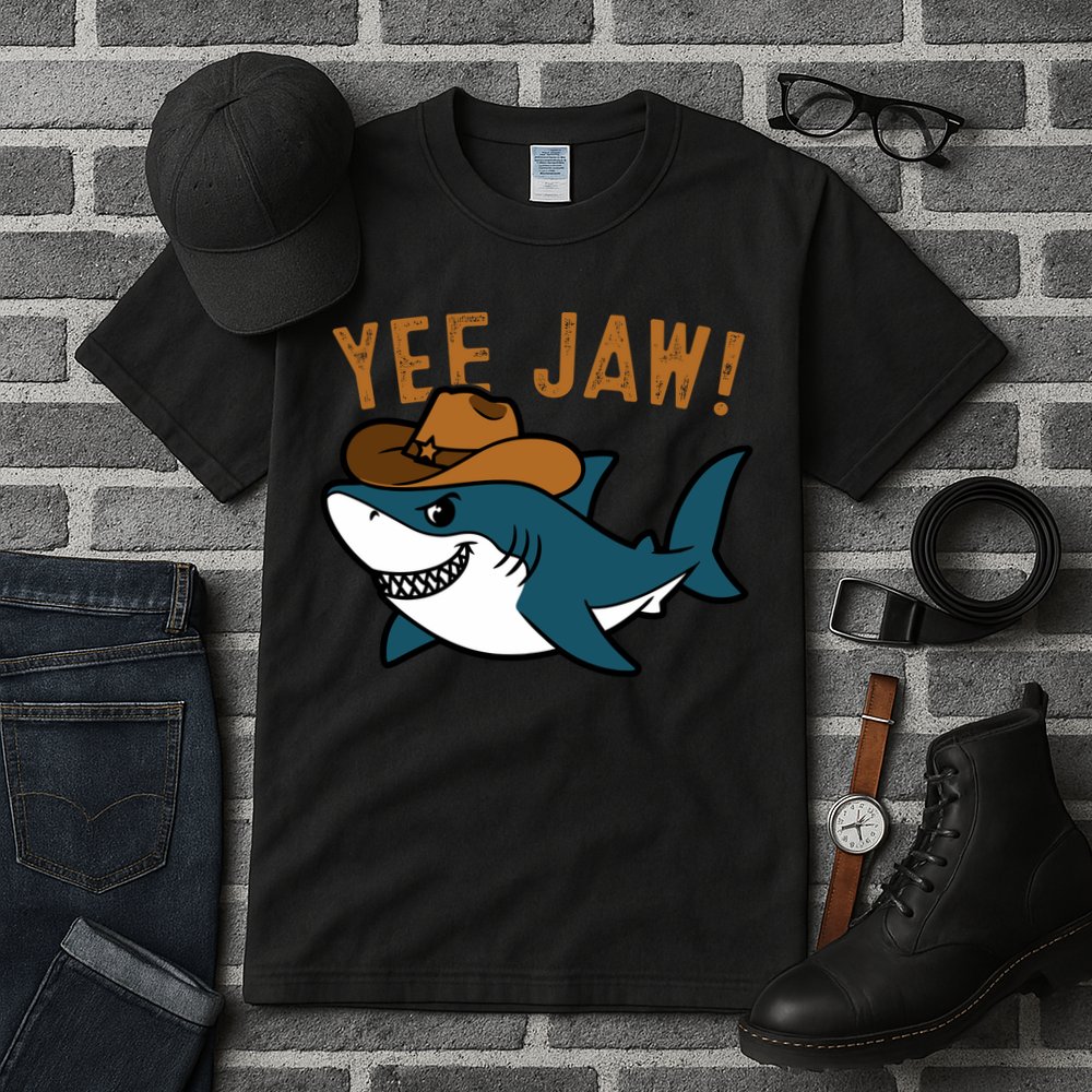 Yee Jaw Cowboy Old Western Shark Tall T-Shirt