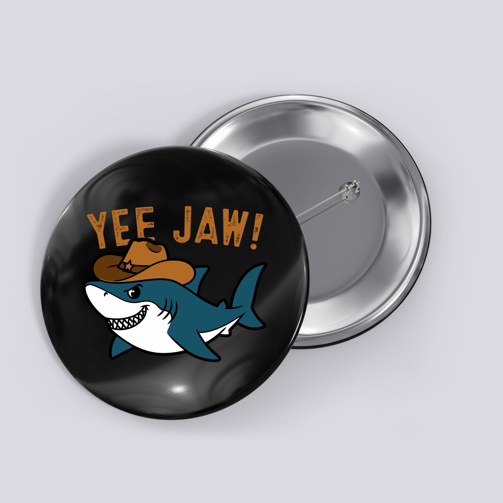 Yee Jaw Cowboy Old Western Shark Button
