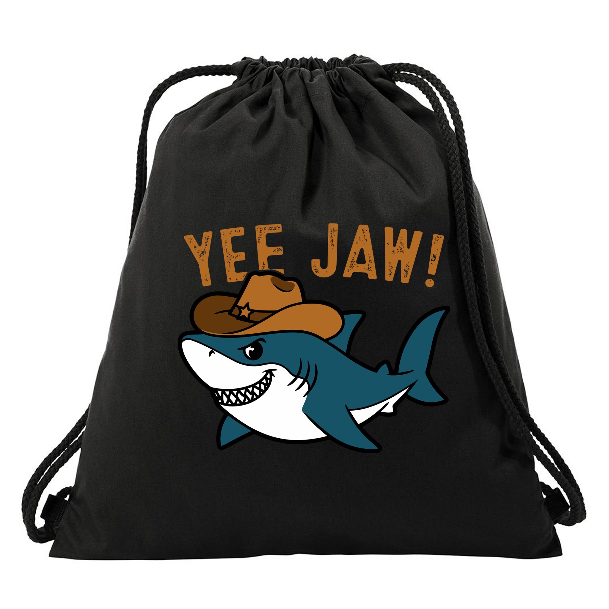 Yee Jaw Cowboy Old Western Shark Drawstring Bag
