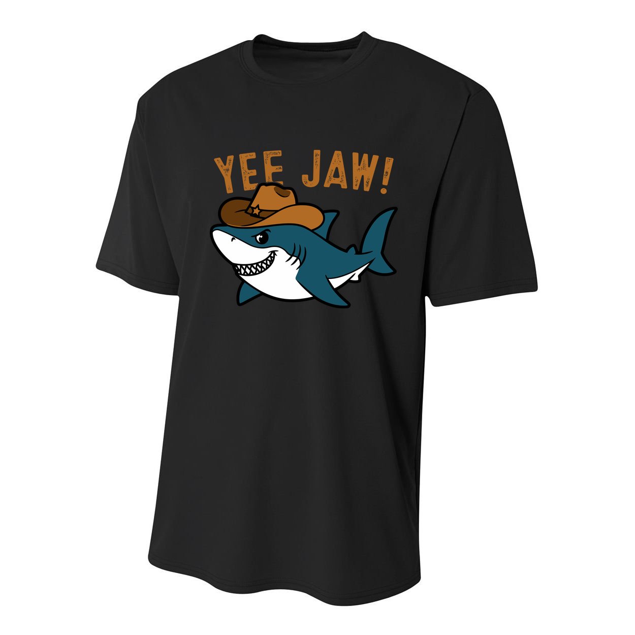 Yee Jaw Cowboy Old Western Shark Youth Performance Sprint T-Shirt