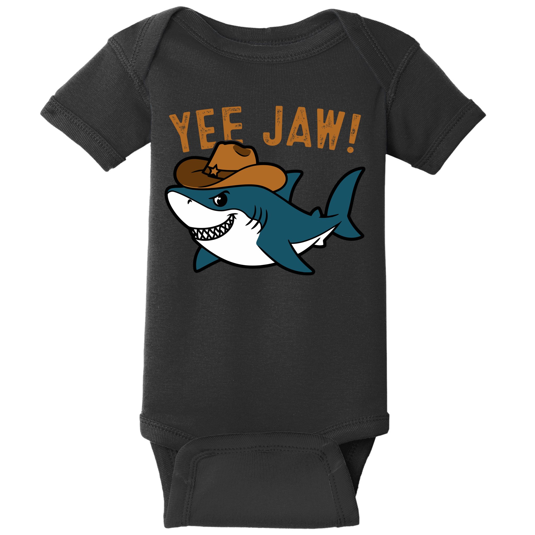 Yee Jaw Cowboy Old Western Shark Baby Bodysuit