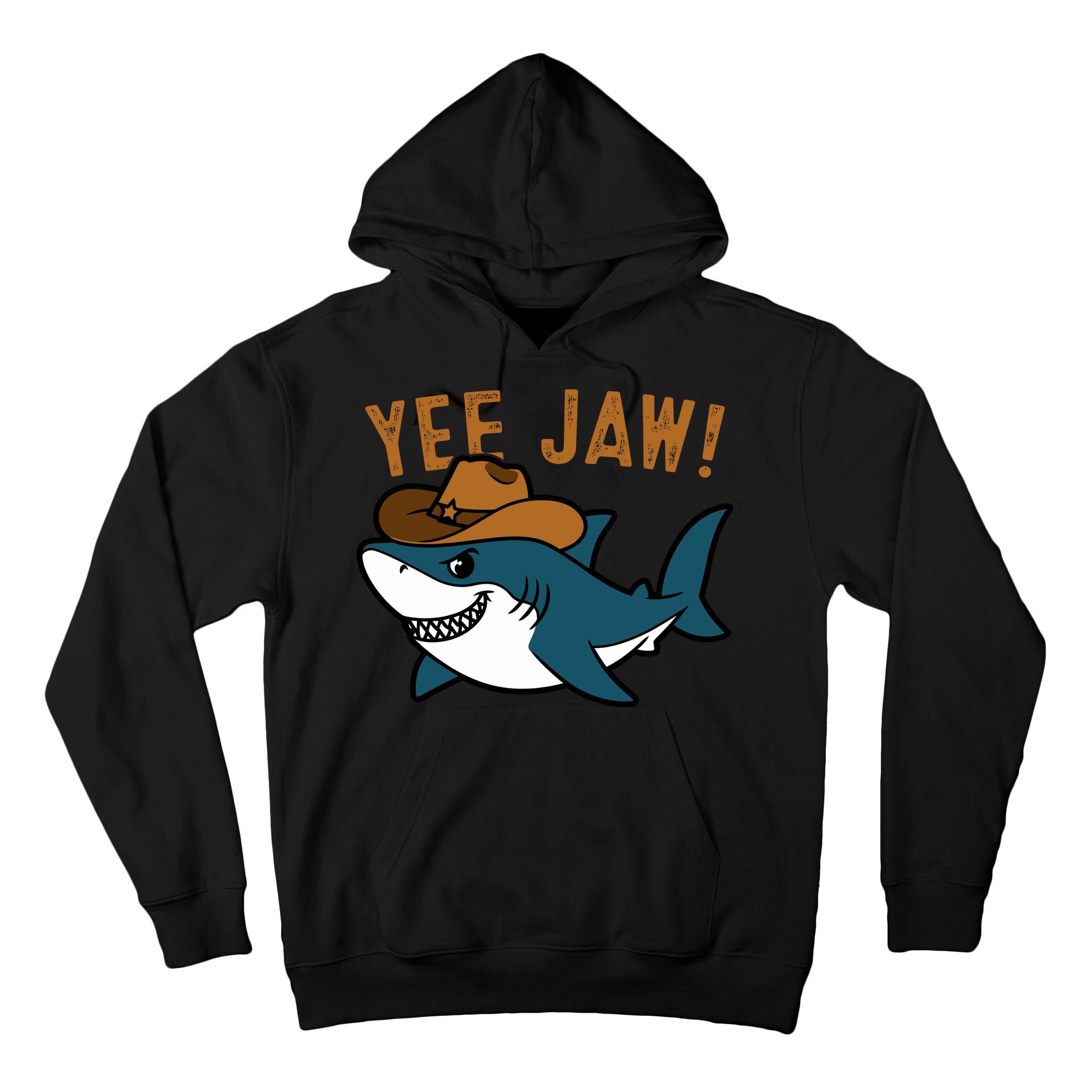 Yee Jaw Cowboy Old Western Shark Tall Hoodie