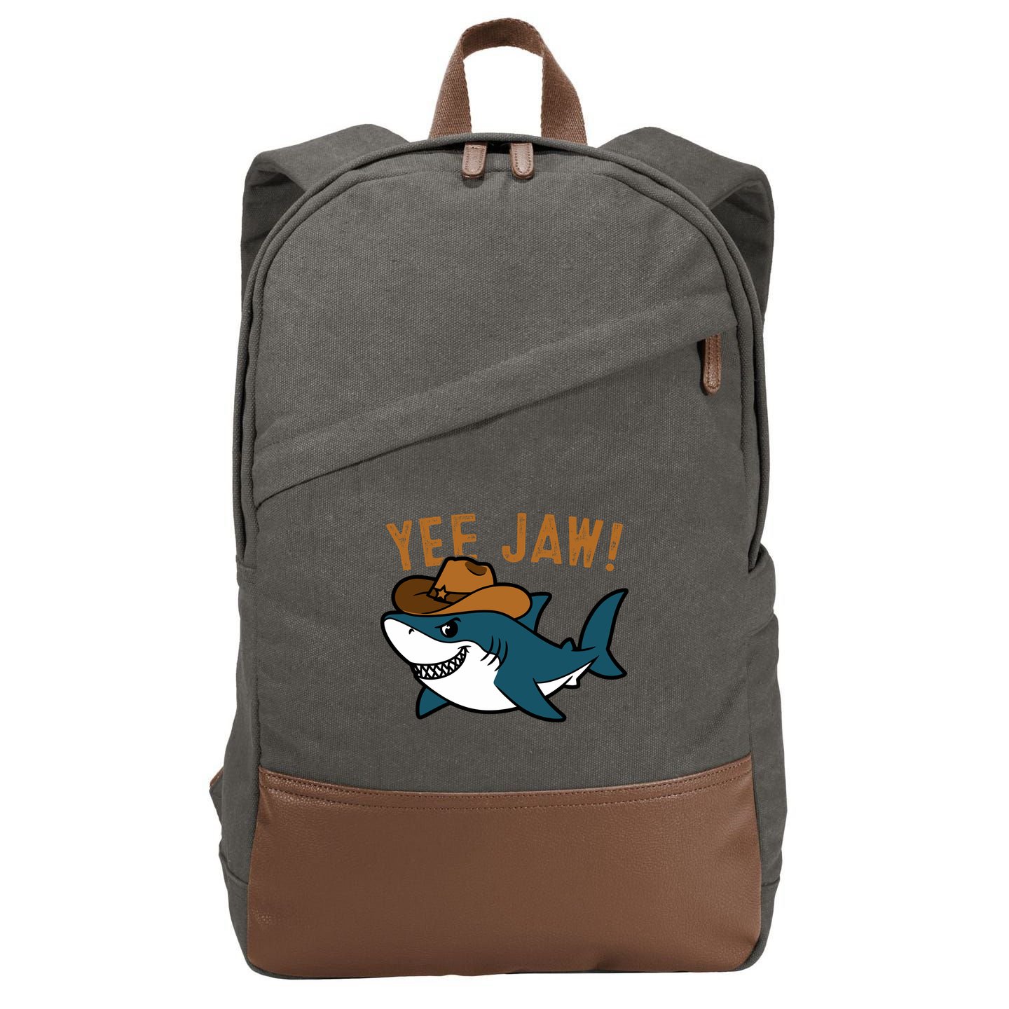 Yee Jaw Cowboy Old Western Shark Cotton Canvas Backpack
