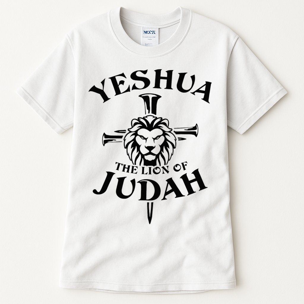 Yeshua Jesus Cross Lion Of Judah Christian Faith Religious Tall T-Shirt