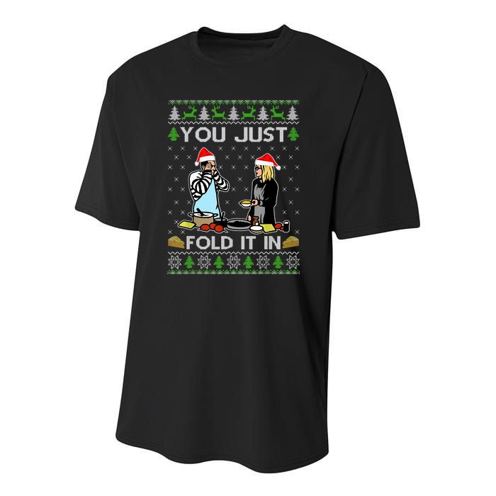 You Just Fold It In Fold In The Cheese Ugly Christmas Youth Performance Sprint T-Shirt