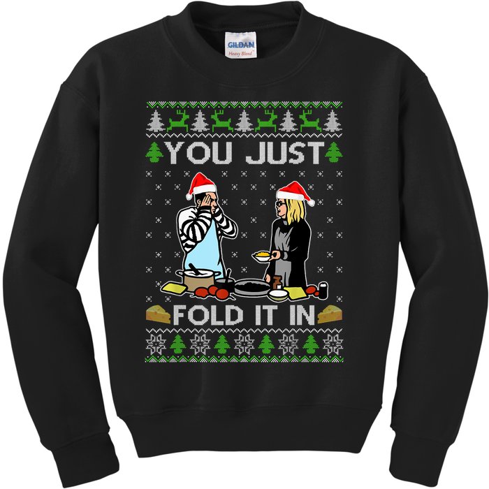 You Just Fold It In Fold In The Cheese Ugly Christmas Kids Sweatshirt