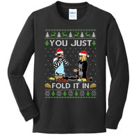 You Just Fold It In Fold In The Cheese Ugly Christmas Kids Long Sleeve Shirt