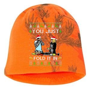 You Just Fold It In Fold In The Cheese Ugly Christmas Kati - Camo Knit Beanie