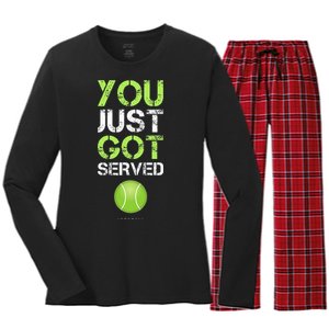 You Just Got Served Tennis Funny Tennis Gift Women's Long Sleeve Flannel Pajama Set 