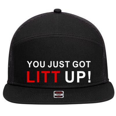 You Just Got Litt Up Funny TV Show Quote 7 Panel Mesh Trucker Snapback Hat