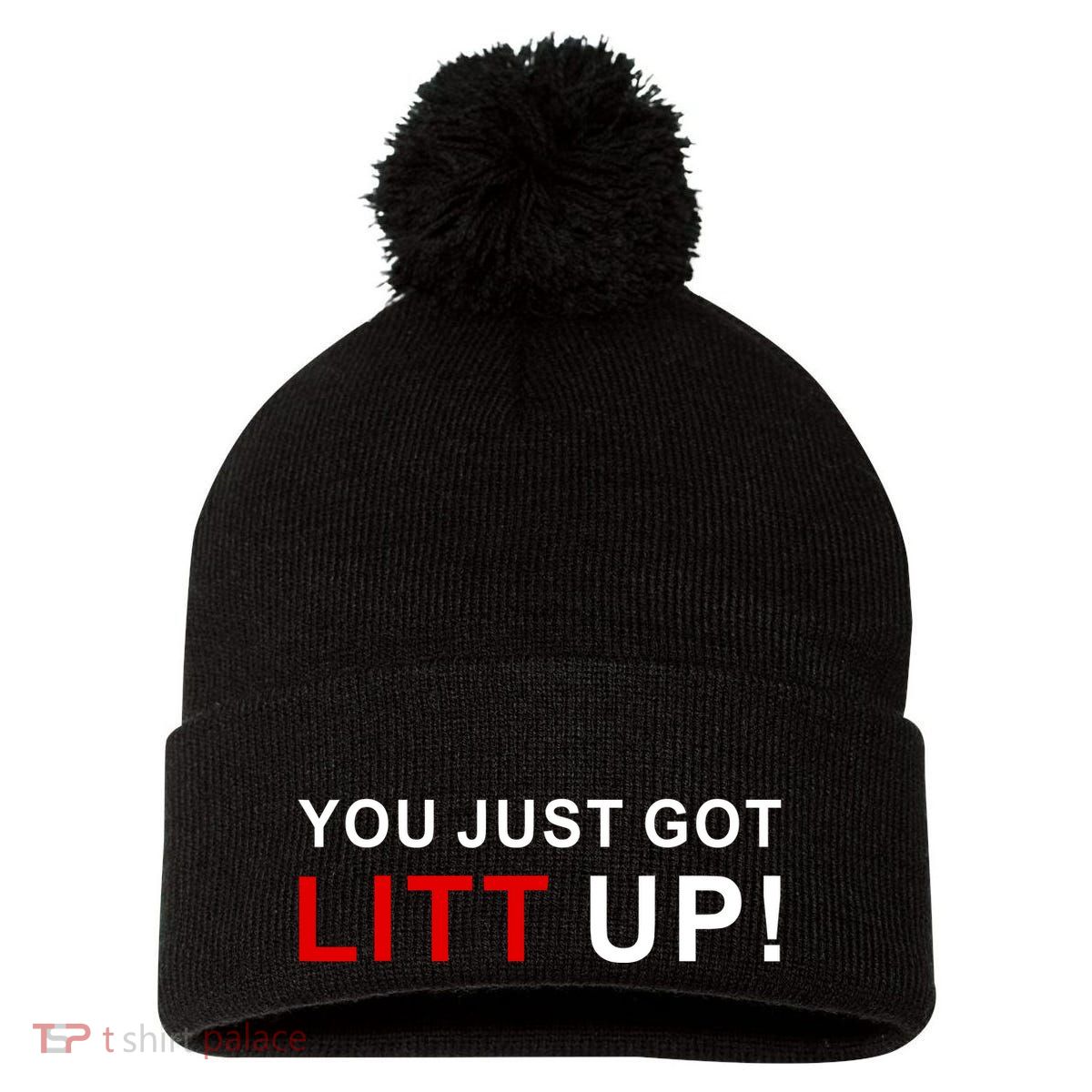 You Just Got Litt Up Funny TV Show Quote Pom Pom 12in Knit Beanie