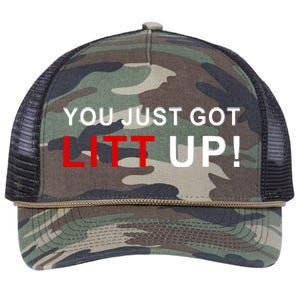 You Just Got Litt Up Funny TV Show Quote Retro Rope Trucker Hat Cap