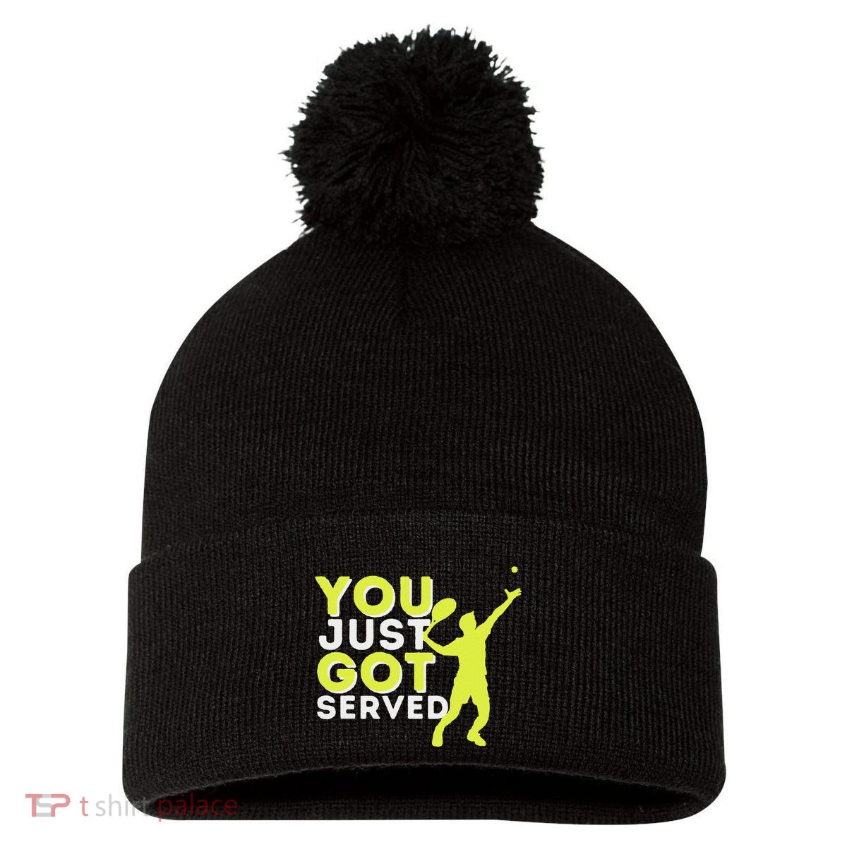 You Just Got Served Funny Tennis Player & Tennis Coach Pom Pom 12in Knit Beanie