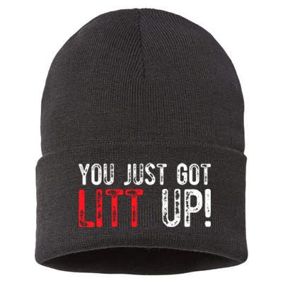 You Just Got Litt Up Funny Humor Saying Clever Quotes Sustainable Knit Beanie