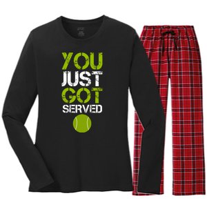 You Just Got Served Tennis Player Women's Long Sleeve Flannel Pajama Set 