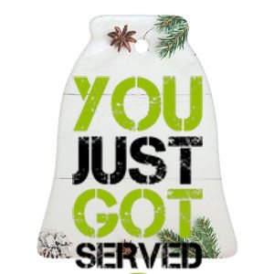 You Just Got Served Tennis Player Ceramic Bell Ornament