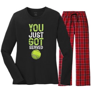 You Just Got Served Tennis Funny Tennis Gift Shirt Women's Long Sleeve Flannel Pajama Set 