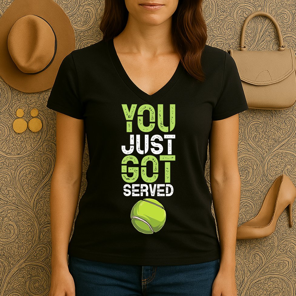 You Just Got Served Tennis Funny Tennis Gift Shirt Women's V-Neck T-Shirt