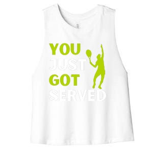 You Just Got Served Funny Tennis Player & Tennis Coach Women's Racerback Cropped Tank