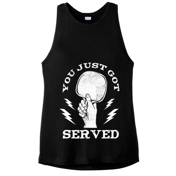 You Just Got Served Hand Holding Ping Pong Paddle Sport Ladies PosiCharge Tri-Blend Wicking Tank