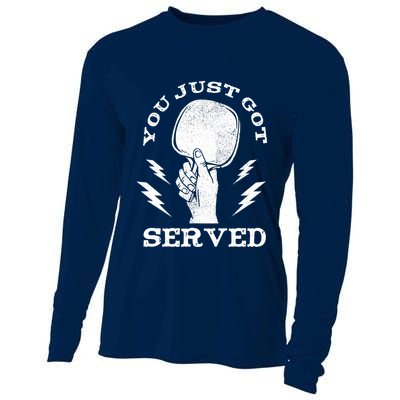 You Just Got Served Hand Holding Ping Pong Paddle Sport Cooling Performance Long Sleeve Crew