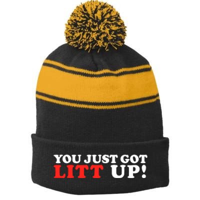 You Just Got Litt Up Stripe Pom Pom Beanie