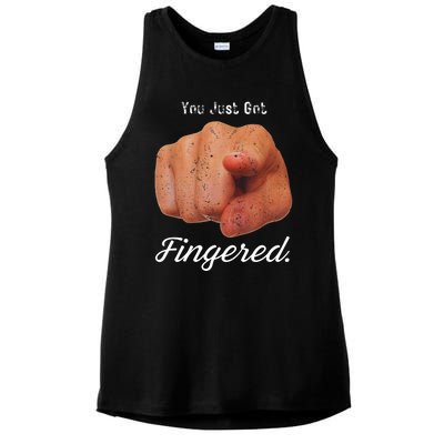 You Just Got Fingered Ladies PosiCharge Tri-Blend Wicking Tank