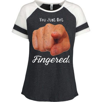 You Just Got Fingered Enza Ladies Jersey Colorblock Tee