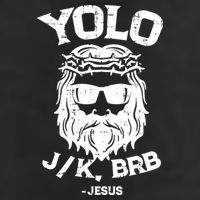 Yolo Just Kissing Be Right Back Jesus Funny 7 Panel Mesh Trucker Snapback Hat