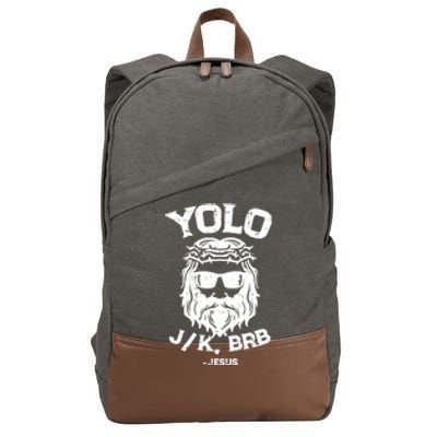 Yolo Just Kissing Be Right Back Jesus Funny Cotton Canvas Backpack