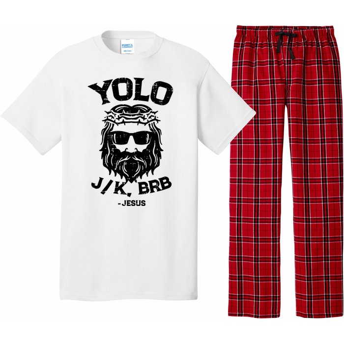 Yolo Just Kissing Be Right Back Jesus Funny Pajama Set