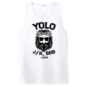 Yolo Just Kissing Be Right Back Jesus Funny PosiCharge Competitor Tank