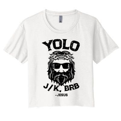 Yolo Just Kissing Be Right Back Jesus Funny Crop Top
