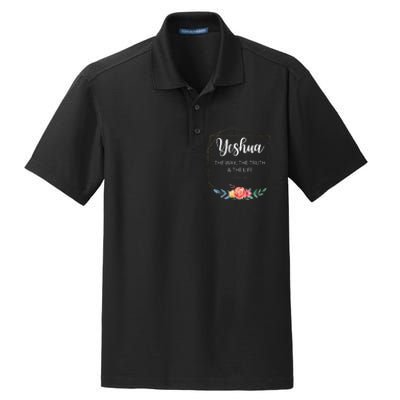 Yeshua Jesus The Way Truth Life Christian Faith Scripture Dry Zone Grid Polo