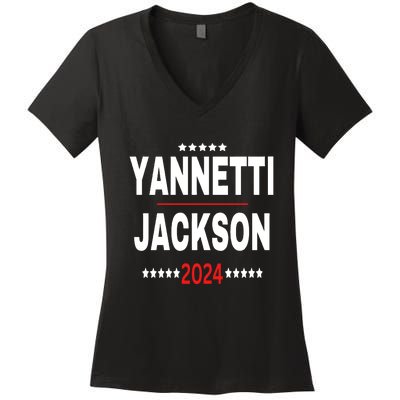 Yannetti Jackson Vote For Your Favorite Defense Team 2024 Women's V-Neck T-Shirt