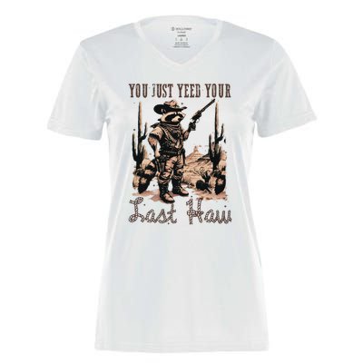 You Just Yeed Your Last Haw Funny Raccoon Women's Momentum V-Neck T-Shirt