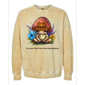 You Just Yeed Your Last Haw Partner. Cowboy Frog Meme Gift Idea. Colorblast Crewneck Sweatshirt