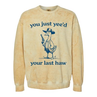 You Just YeeD Your Last Haw Funny Silly Goose Cowboy Colorblast Crewneck Sweatshirt