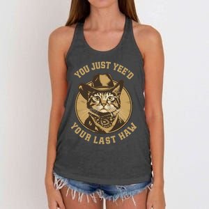 You Just YeeD Your Last Haw Western Cat Cowboy Women's Knotted Racerback Tank