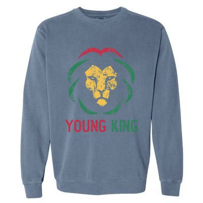 Young King African Lion Black History Month African Garment-Dyed Sweatshirt